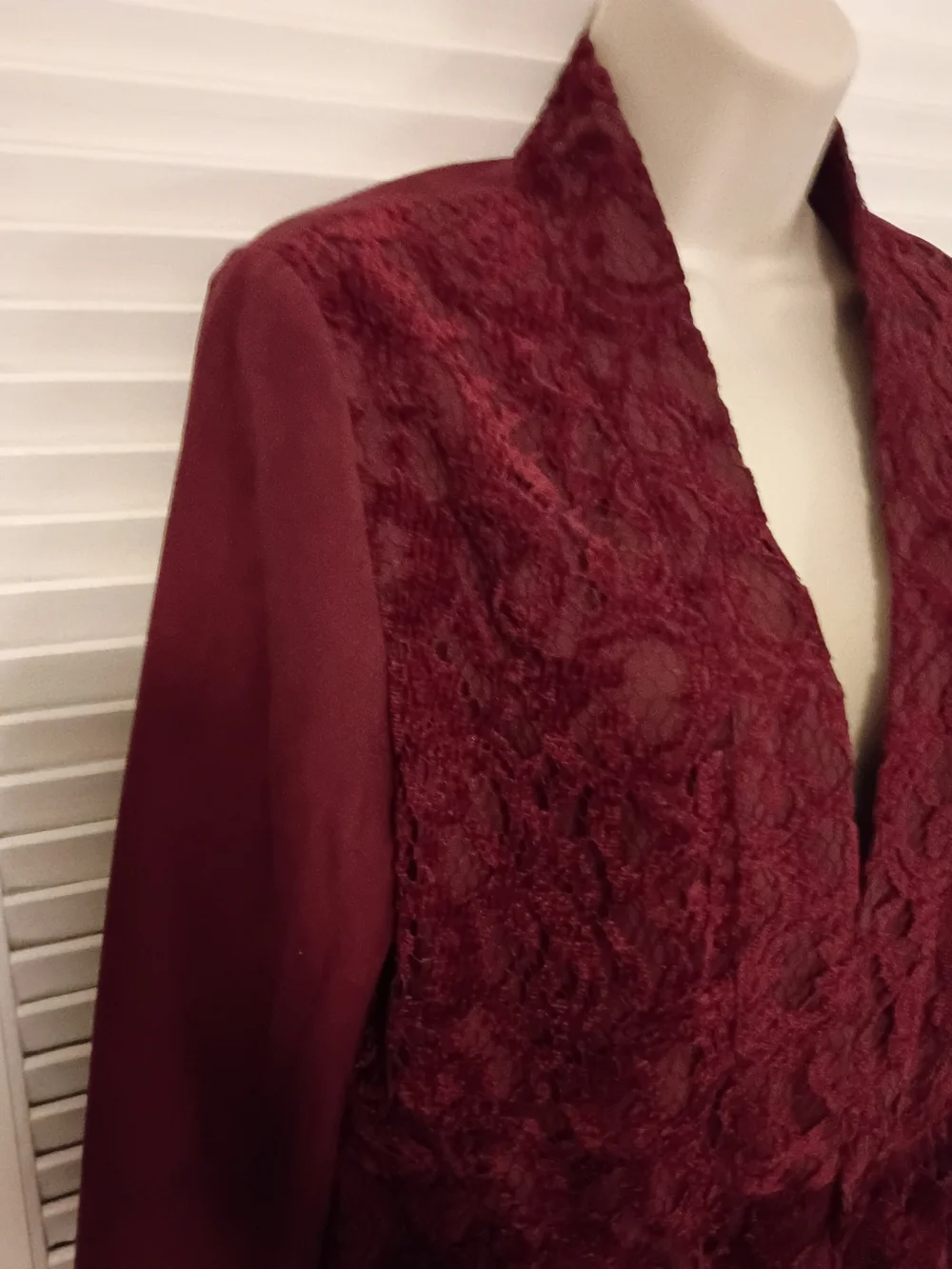 Chico's Wine Lace-Front Open Blazer